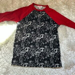 Rare super cute LuLaRoe Nightmare Before Christmas Jack Skellington top.  Sz 6